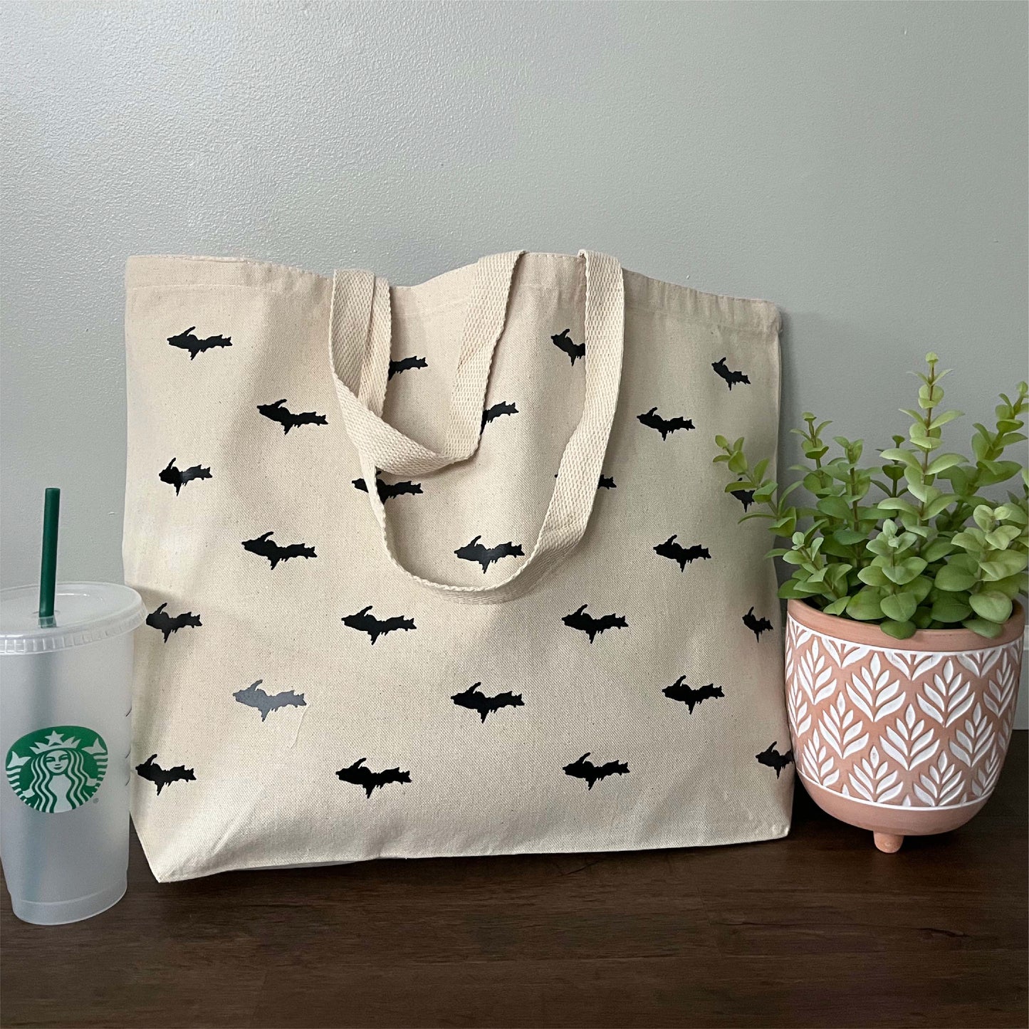 Upper Peninsula Polkadot Shopping Tote Bag